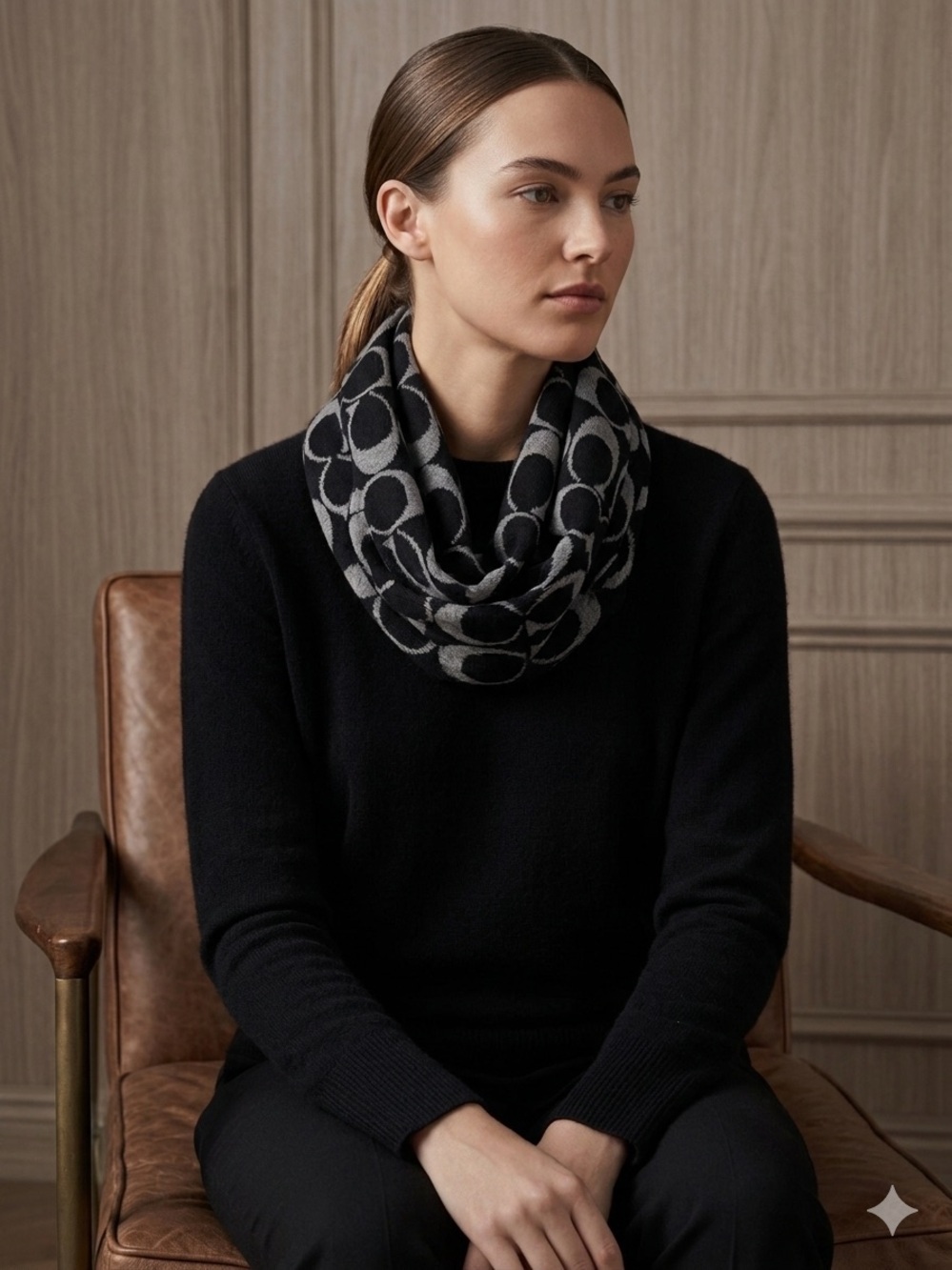 Coach Black & Gray Signature neck Scarf